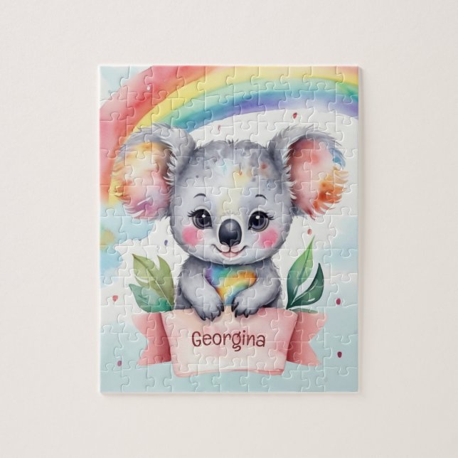 Puzzle Cute arc-en-ciel Koala Enfants personnalisés (Vertical)