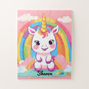 Puzzle Cute Baby Unicorn Arc-en-ciel