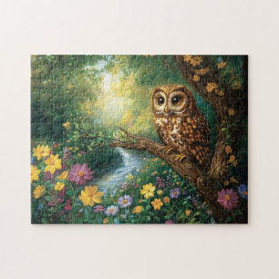 Puzzle Cute Barn Owl Enchanted Forest Art
