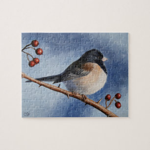 Puzzle Cute Bird Oregon Junco et les baies d'hiver