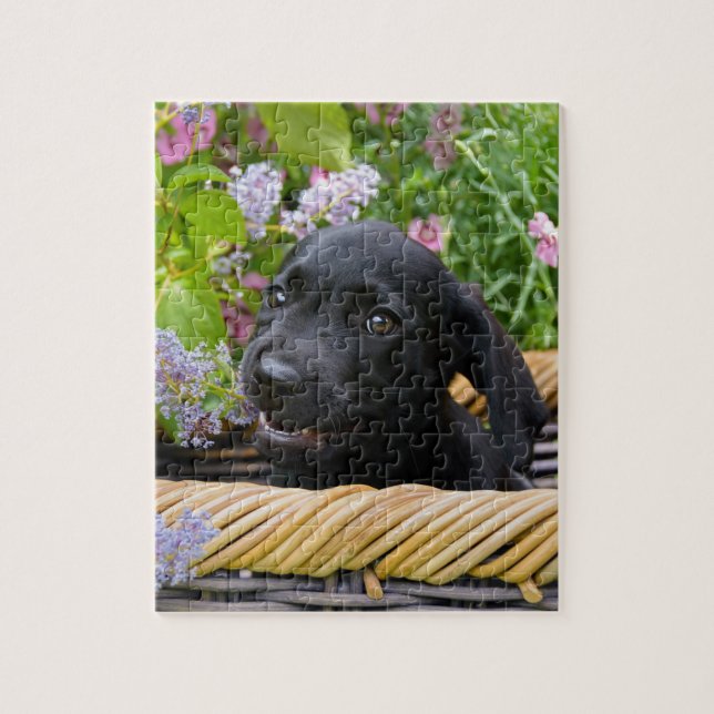 Puzzle Cute Black Labrador Retriever Dog Puppy Pet Photo (Vertical)