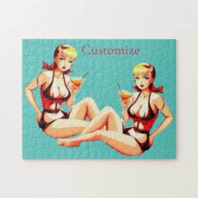 Puzzle Cute Blonde Martini Bikini Girl Thunder_Cove (Horizontal)
