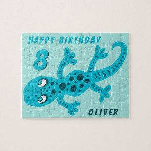 Puzzle Cute Blue Gecko Lizard Anniversaire de enfant Jigs