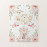 Puzzle Cute Blush Floral Tribal Bois Animaux<br><div class="desc">Adorable puzzle à thème boisé avec un groupe d'adorables bébés animaux et élégant arrangement floral aquarelle en bleu et or. Objets correspondants disponibles dans notre magasin!</div>