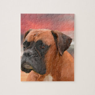 Puzzle Cute Boxer Dog Eau Couleur Huile Peinture Art