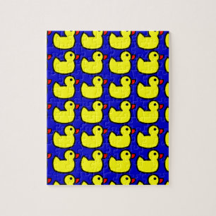 Puzzle Cute Bright Yellow Rubber Ducky Motif sur Bleu