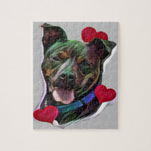 Puzzle Cute Brindle Pop Art Pit Bull Staffordshire Amour
