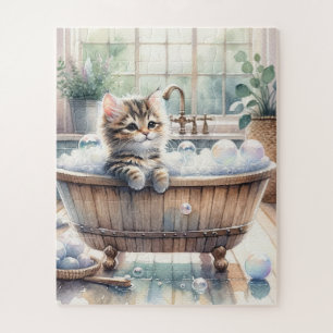 Puzzle Cute Bubbly Kitten Temps de bain