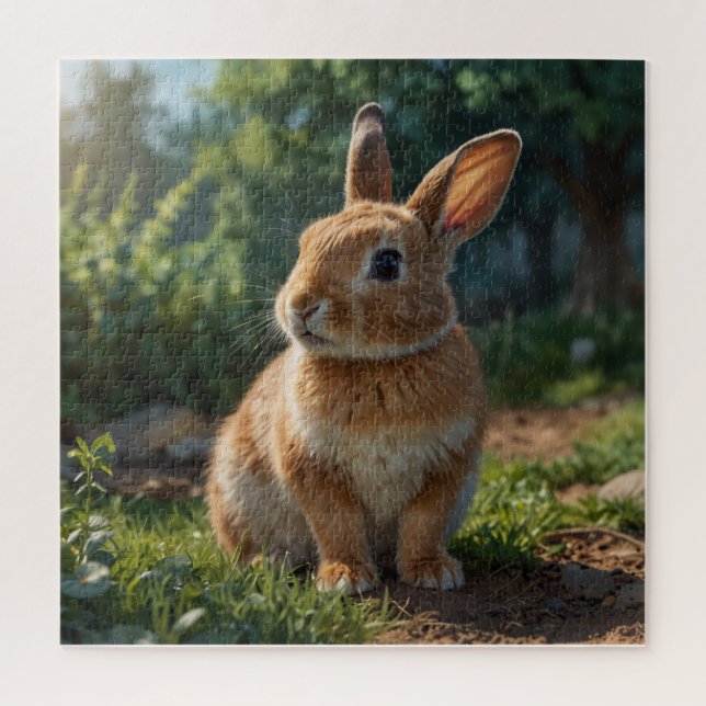 Puzzle Cute Bunny English cottage garden Easter  (Vertical)