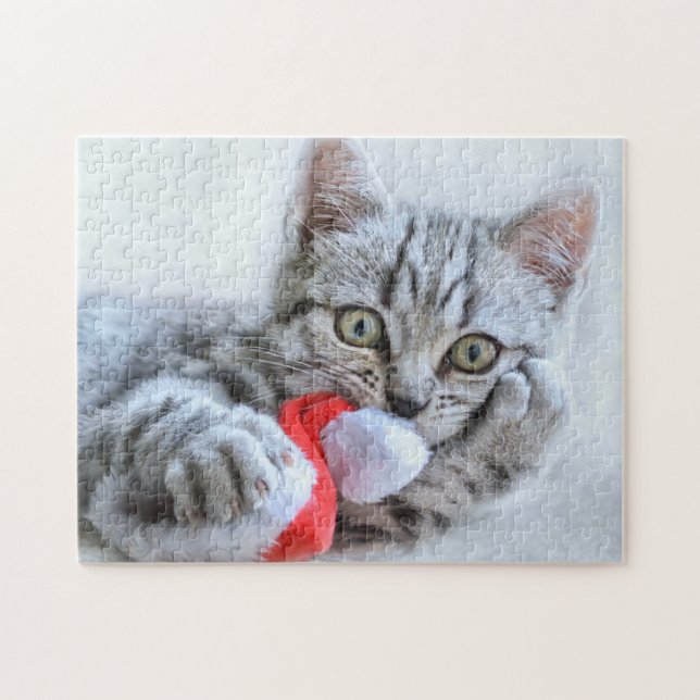 Puzzle Cute Cat et Santa Claus Hat (Horizontal)