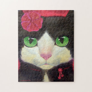 Puzzle Cute Cat Tuxedo Black Kitty Painting