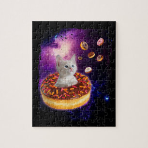 Puzzle Cute Chat À L'Intérieur De Donut Dans L'Espace Ama