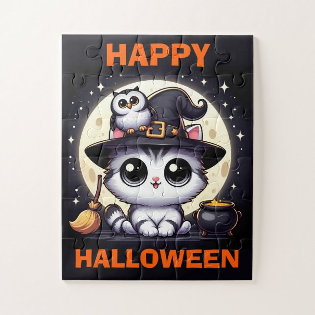 Puzzle Cute Chat et Chouette Enfants (Vertical)