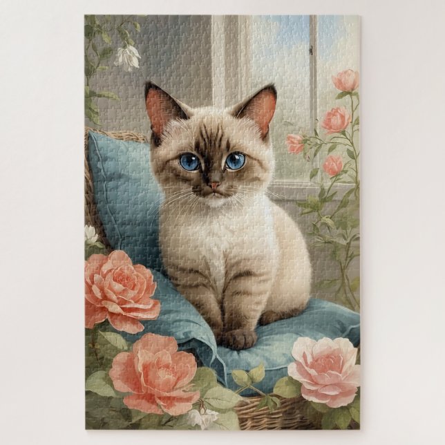 Puzzle Cute chat siamese (Vertical)