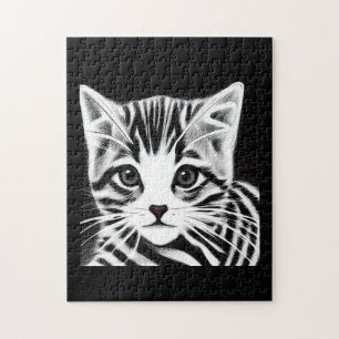 Puzzle Cute chaton rayé noir blanc