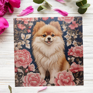 Puzzle Cute Chien Poméranien Rose Floral