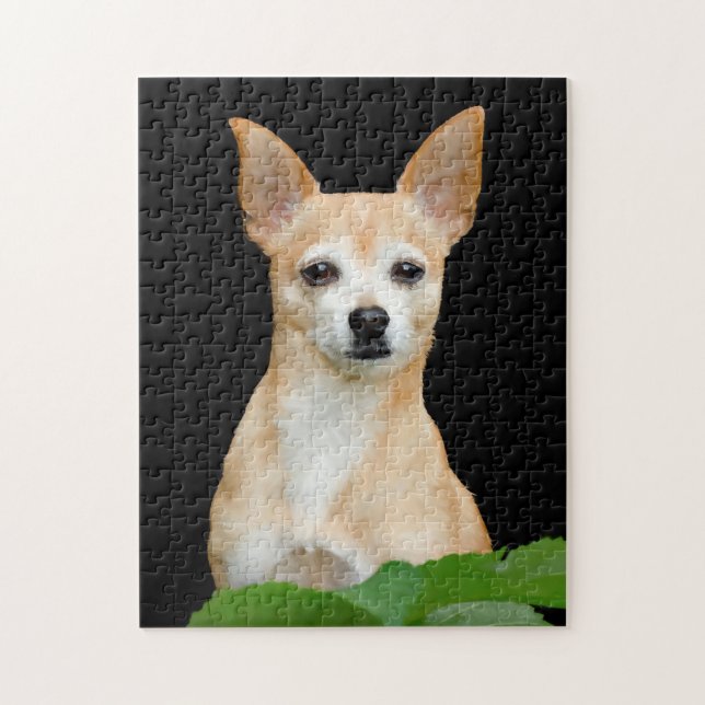 Puzzle Cute Chihuahua Chien Tan Black Art Portrait animal (Vertical)