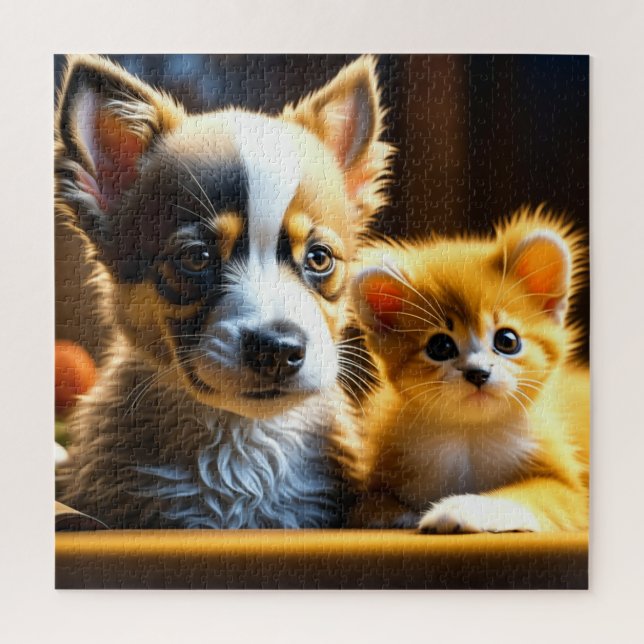 Puzzle Cute Chiot et Kitten (Vertical)