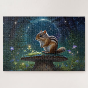 Puzzle Cute Chipmunk sur Champignons dans le Jardin Magiq