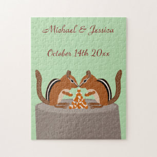 Puzzle Cute Chipmunks Mariage de automne personnalisé