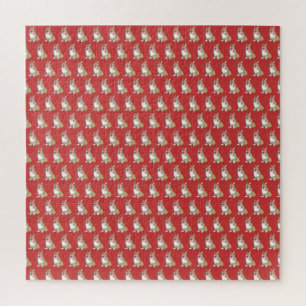 Puzzle Cute Corgi Motif Chien Arrière - plan rouge