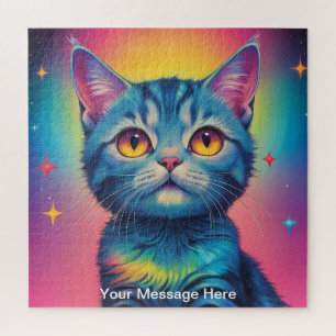 Puzzle Cute Cosmic Kitten Vibrant Arc-en-ciel surréaliste