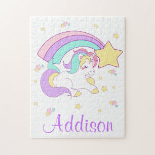 Puzzle Cute Custom Personalized Magical Rainbow Unicorn