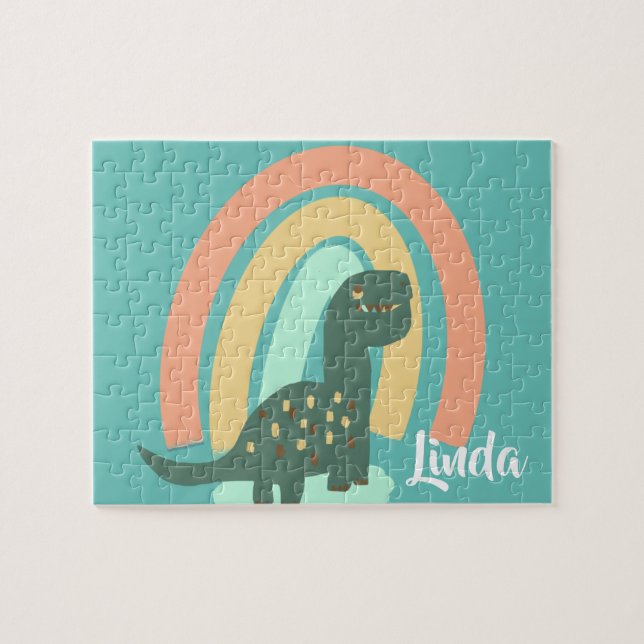 Puzzle Cute Dinosaur et Rainbow Coloror Kids Art (Horizontal)