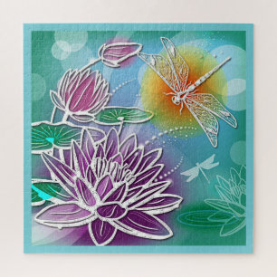 Puzzle Cute Dragonfly Pretty Summer Modern Floral Art