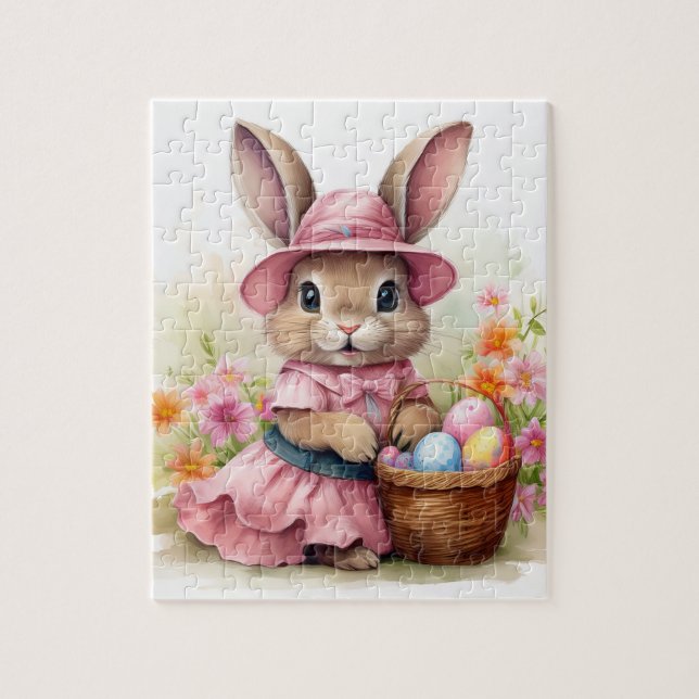 Puzzle Cute Easter Bunny with Easter Basket (Vertical)