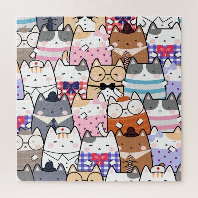 Puzzle Cute et coloré Kawaii Motif de chat (Vertical)