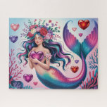 Puzzle Cute Fantasy Mermaid With Hearts<br><div class="desc">Cute Fantasy Mermaid With Hearts
Art/illustration
colorful
customizable</div>