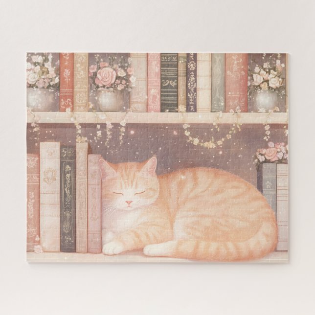 Puzzle Cute Floral Chat et Livres (Horizontal)