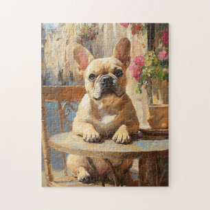 Puzzle Cute Frenchie Paris Café Peinture à l'huile
