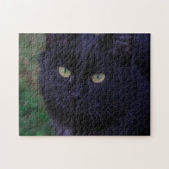 Puzzle Cute Funky Black Chat Kitten Visage  (Horizontal)