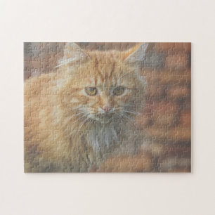 Puzzle Cute Funky Ginger Chat Kitten Visage