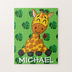 Puzzle Cute Giraffe Jungle Vert Nom Carton Rainforest