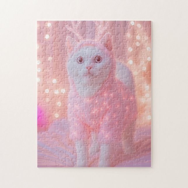 Puzzle Cute Glowing Reindeer Kitty Winter Fantasy         (Vertical)