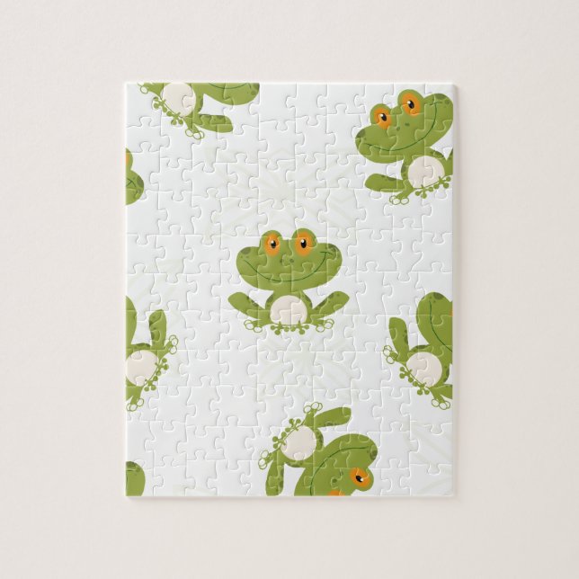 Puzzle Cute Green Frog (Vertical)