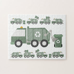 Puzzle Cute Green Recycling Camion Véhicules Enfants Anni