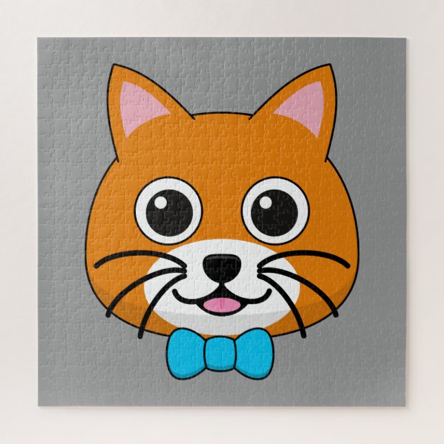 Puzzle Cute Happy Ginger Cat avec Papillon (Vertical)