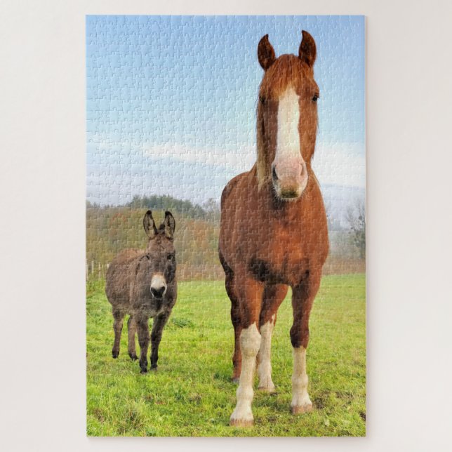 Puzzle Cute Horse et ânes amis ferme Animaux (Vertical)