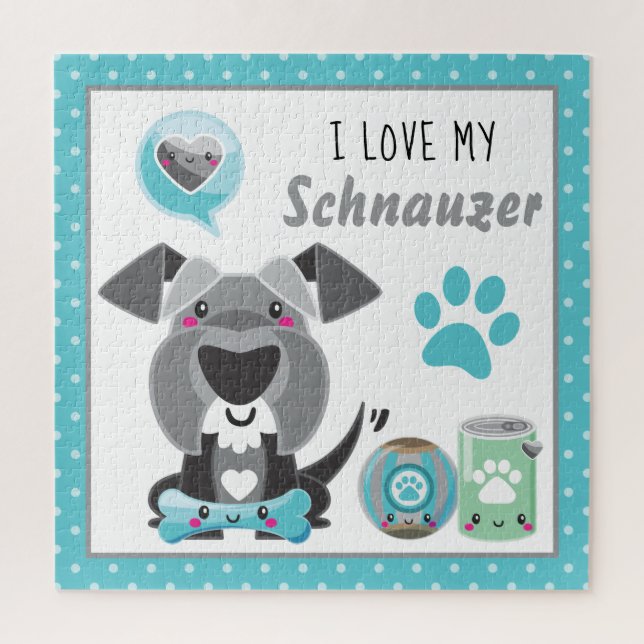 Puzzle Cute I love my Schnauzer pet  (Vertical)
