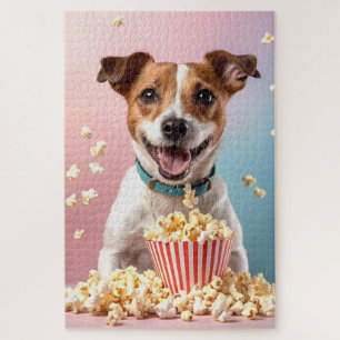 Puzzle Cute Jack Russell Terrier Avec Popcorn