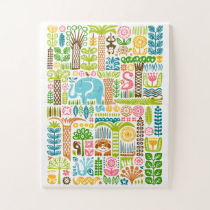 Puzzle Cute Jungle Animals Colorful Safari Elephant Zoo