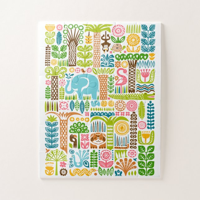 Puzzle Cute Jungle Animals Colorful Safari Elephant Zoo (Vertical)