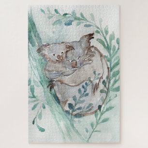 Puzzle Cute Koala & Baby Watercolor Nourriture neutre Tur