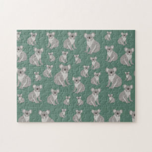 Puzzle Cute Koala Eucalyptus Motif vert
