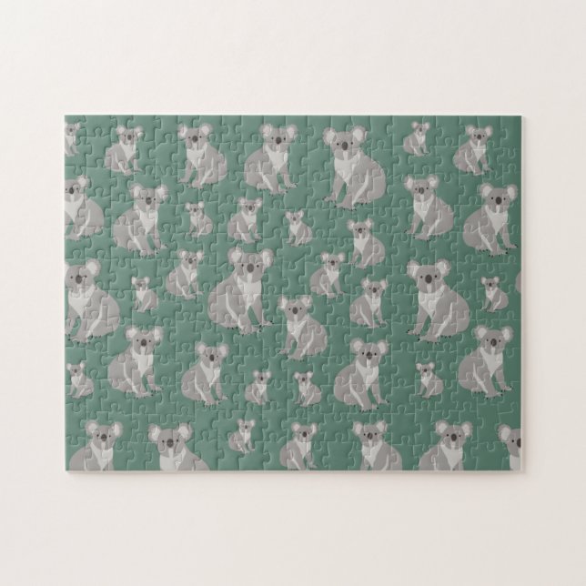 Puzzle Cute Koala Eucalyptus Motif vert (Horizontal)