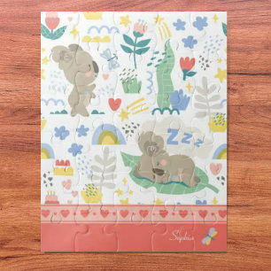 Puzzle Cute Koala Motif avec petit nom de fille en rose
